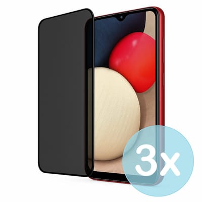 Privacy Screenprotector Geschikt voor Samsung Galaxy A02s – Anti-Gluren – Krasbestendig Gehard Glas 9H – Volledige Dekking – 3-Pack – FuturiQ