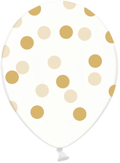 Partydeco - Ballonnen clear dots goud 6 stuks