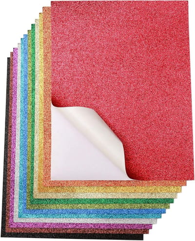 Glitterkarton Zelfklevend - Sprankelend Papier - Doe-het-zelf Ambachten - Hoogwaardig Dik Papier - 20 x 28 cm - Assorti Kleuren