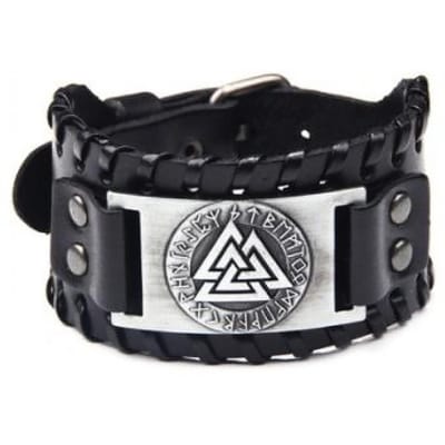 PU Leer Armband Europese Retro Mooie Zwarte Viking Totem Armband voor Feesten Cosplay black