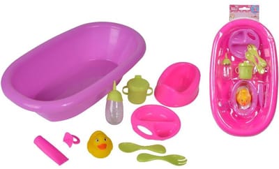 Poppenbadje met accessoires badspeelgoed voor kinderen - inclusief badeendje.
