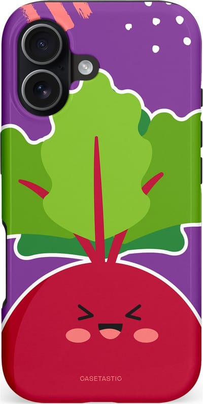 Casetastic hoesje geschikt voor Apple iPhone 17 - MagSafe - Dubbellaagse bescherming - Kawaii Groenten Look - Fashion Case - Lavendel Bordeaux Groen