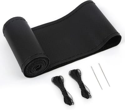 Famanu – Stuurhoes voor vrachtwagens, doe-het-zelf stuurhoes van 44-46 cm, antislip met naald en draad, zwart
