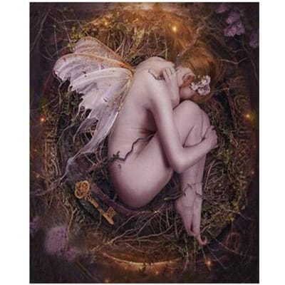 Peinture diamant thème ange elfe fille, broderie complète 5D, point de croix, à faire soi-même 20X30CM gray