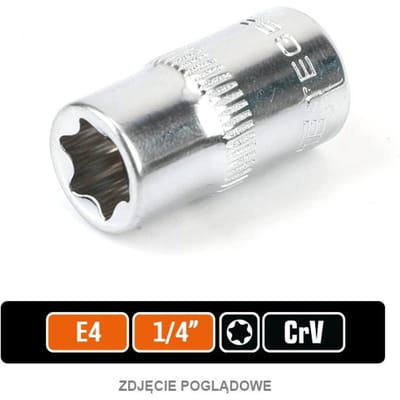 Teger TORX E4 Dsleutelopslag 1/4'' - CRV Staal