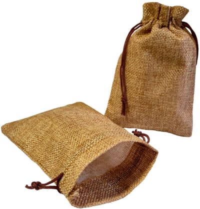 Prigta - Kleine jute zakjes licht bruin - 12 stuks - 10x15 cm - cadeauzakjes herbruikbaar