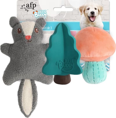 AFP Little Buddy 3-Pack Toy Woodland - Hondenspeeltjes - Speelgoed voor Puppy's - Knuffeltjes voor Honden - 3 stuks