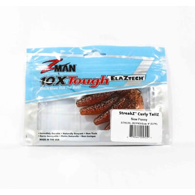 Zman Zacht kunstaas StreakZ Curly TailZ 4 Inch 5/Pack Nieuwe Penny (9559)