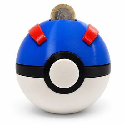 Spaarpot Geïnspireerd op Pokémon Great Ball – Gaming Piggy Bank voor Kinderen en Volwassenen – Decoratieve Muntenpot – Cadeau voor Fans – 11 x 11 x 9 cm