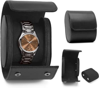 Elegante leren horloge doos voor 1 horloge - Perfect voor sieraden, cadeau en reizen - Zwart en draagbaar