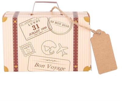 Dailygoods- Gunstdozen 50 stuks - Vintage Koffer - Snoep Geschenkzakken - Papieren Labels - Touwen - Premium Materiaal - Snoepdozen