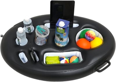 Opblaasbare Drankhouder - Zwembad Drankhouder - Drijvende Bekerhouder Voor Pool Party en Waterpret - Zwart PVC