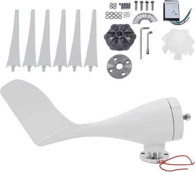 Windturbine Generator - Windmolen Set - Off-Grid Stroom - 6-Bladige Constructie - 1.2m Diameter - Grijs