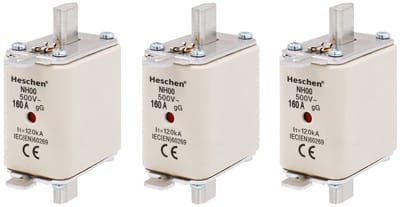 Dailygoody - NH-zekeringaansluiting - 160 A - Frontdisplay - NH00 - Gecombineerde detector - 3 stuks - Bescherming van stroomcircuits