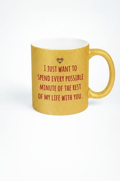 Gouden Glitter Mok met Romantische Liefdesboodschap - 'Spend Every Minute' Cadeau voor Geliefde