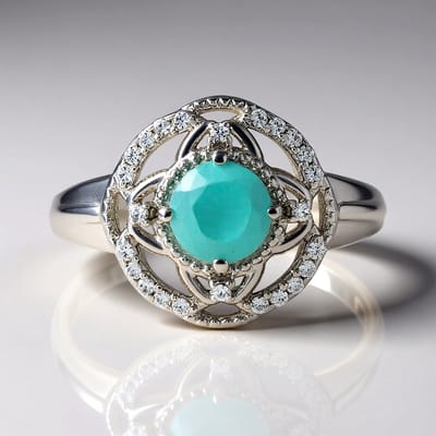 Cavill - Zilveren Ring met Grandidieriet 0,767 ct en Pavé Zirkonia 0,228 ct - 925 Sterling Zilver Geplateerd Platina - Elegante Damesring 6 mm Rond