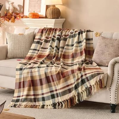 Herfst geruite deken - Knusse zachte dekens voor bank en bed, decoratieve acryl deken, reizen en Thanksgiving woondecoratie 50x60