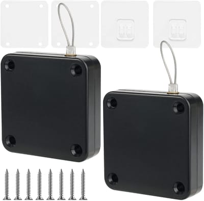 Dailygoods- Deursluiters Automatisch - Set van 2 - Multifunctioneel - Geen boren - ABS/Roestvrij staal - Trekkoord 1,2 m - Eenvoudige installatie - Deursluiter