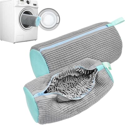 Set van 2 Schoenwaszakken voor de Wasmachine, Herbruikbaar en Geschikt voor Alle Schoenen en Maten, Grijs, Beschermt Schoenen en Verhoogt Wasresultaat