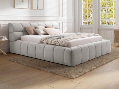 Vente-unique Bed met opbergruimte stof lichtgrijs 160 x 200