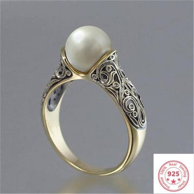 925 Zilveren Sterling Parel Ring Voor Vrouwen Topaas Bizuteria Anillos De Zilver 925 Sieraden Parel Edelsteen Ring Met Doos Voor Vrouwen 8 gray