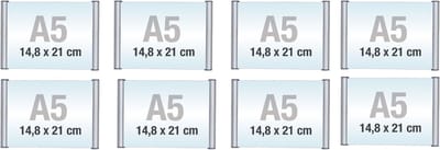 8 pack A5/Bewegwijzeringsborden met Klikprofiel /formaat 14,8x21cm/wegwijs bordjes/aluminium deurbordjes/naambordje kantoor/route bordje/aanwijs bordje/zelfklevend/verwijs bord/ informatie bord.