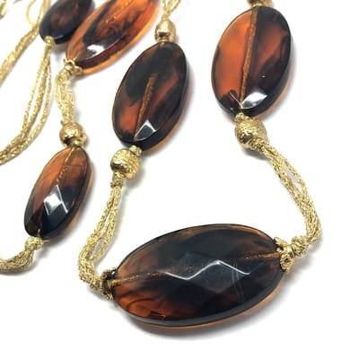 Behave - Lange ketting dames - Elegant retro stijl - Bruin goudkleur - 120 cm