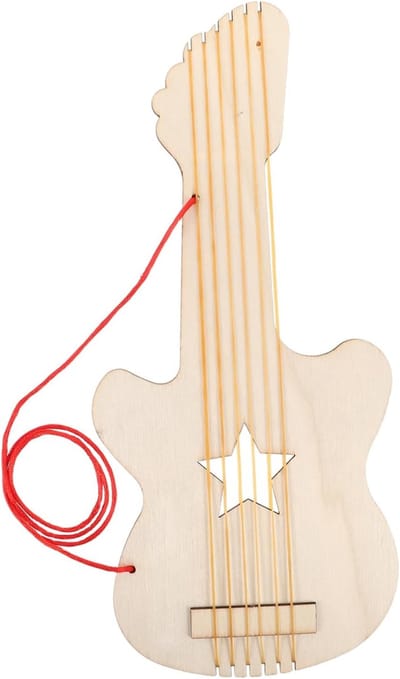 Houten Gitaar Speelgoed - Muziek Instrument - Creatief Knutselen - Onafgewerkte Houtvorm - 325 cm Lengte - Beige