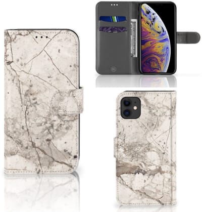 Apple iPhone 11 Bookcase Marmer Beige