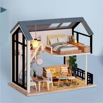 Doe-het-zelf Houten Mini Poppenhuis Montage Bouwpakket Speelgoed Kleine Huizen Pakket Decoratie met Meubels Voor Verjaardagscadeaus voor Kinderen