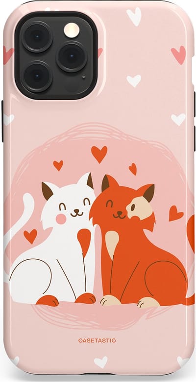 Casetastic Hoesje Geschikt voor Apple iPhone 12/12 Pro Magsafe - Stijlvolle Beschermende Duo-layer Case - Romantische Katten Liefde