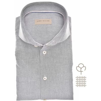 John Miller Overhemd Cutaway Collar Flanel Extra Long Sleeve Mouwlengte 7 Donker Grijs / male