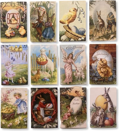 12 Cards & Crafts Vrolijk Pasen Wenskaarten - Paaskaarten 15x10cm - Enkele kaarten