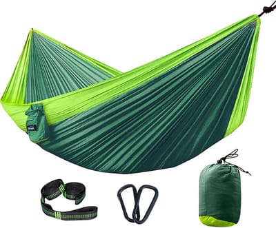 Dubbele Hangmat - Kampeerhangmat Reishangmat - Ontspannen Buiten - Lichtgewicht Parachute Stof - 130 x 260 cm - Eén Kleur