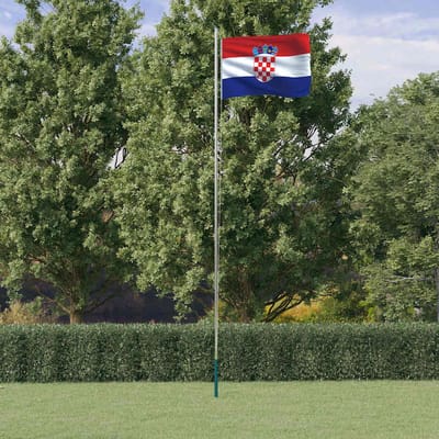 vidaXL - Vlag - met - vlaggenmast - Kroatië - 6,08 - m - aluminium