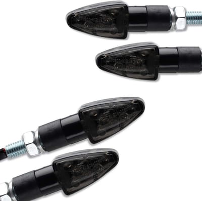 4x Universele Mini LED Knipperlichten Zwart Getint E-Keurmerk Motorfiets Scooter Quad