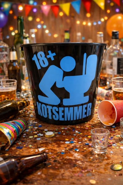 Kots Emmer Cadeau Emmer 10 Liter - Zwart met Blauwe Opdruk - 18+ - Verjaardag