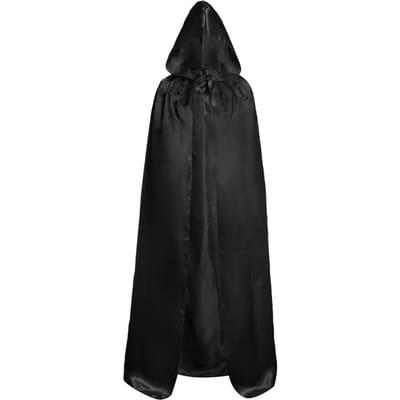 Halloween Cape Zwarte Capuchon Middeleeuwse Tovenaarsmantel Cosplay Kostuum Volwassenen Kinderen Halloween Prestatie Mantel M