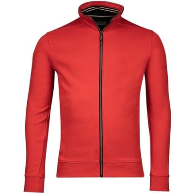 Baileys Vest Sweat Cardigan Zip Subtle Uni Color Honeycomb Texture Coral / male