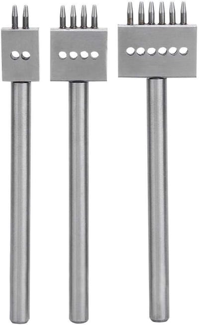 Leren Ponstool - Gatenpons Set - Leer Bewerken - Duurzaam Gereedschapsstaal - 3 Stuks - Zilver