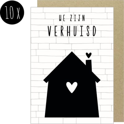 10x Verhuiskaarten / Adreswijziging / Verhuisbericht | A6 | met kraft enveloppen