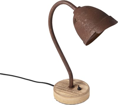 QAZQA Rax - Landelijke Tafellamp - 1 lichts - H 320 mm - Roestbruin - Woonkamer | Slaapkamer | Keuken
