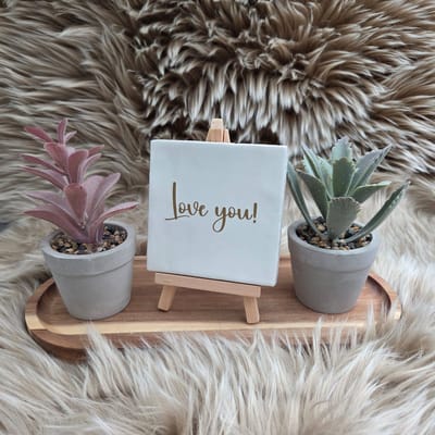 Robuust wenstegeltje - Love You! – Romantische Decoratietegel met Tekst – Perfect Cadeau voor Liefde, Valentijn en Jubileums - Trendy nu - 10x10 - Valentijnsdag - Verliefd – Liefde