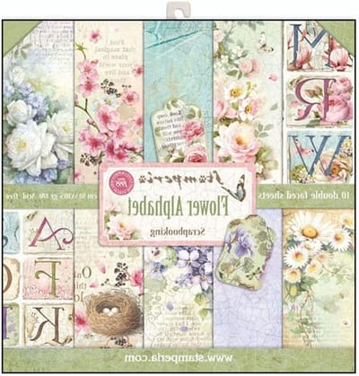 Papierblok Bloemen Alfabet - Scrapbooking Papier - Creatief Knutselen - Dubbelzijdig Bedrukt - 30.5 x 30.5 cm - Meerkleurig