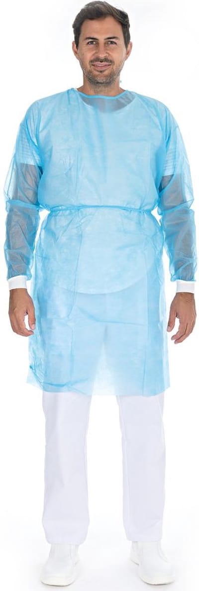 HYGOSTAR PP bezoekersjas - maat L - blauw - 10 stuks - jasschort voor bezoekers - patiënten - personeel