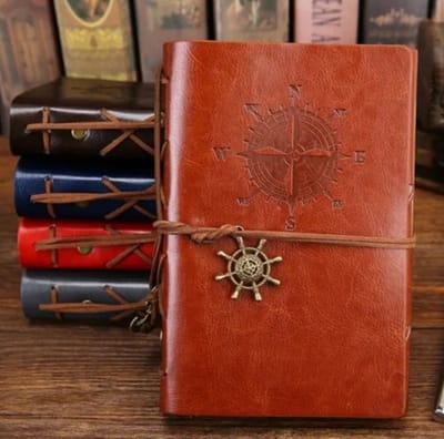 WiseGoods Luxe Retro Dagboek 105x145mm - Notitieboek Geschenk - Dagboeken - Notebook Cadeau - Schrijfblok - Schrijfboek Bruin Leer