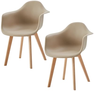 Jurrys Eetkamerstoelen - Zetel - Keukenstoelen - Zitmeubels - Set van 2 - Comfortabel - Populair - Beige - 47x61.5x81.5cm