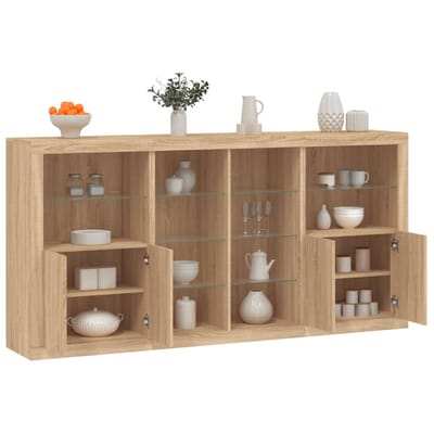 vidaXL - Dressoir - met - LED-verlichting - 202x37x100 - cm - sonoma - eikenkleurig