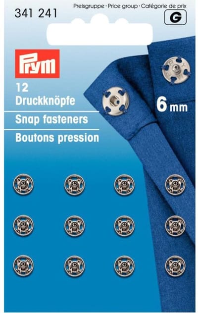 Aannaaidrukknopen 6 mm zilverkleurig 12 st.