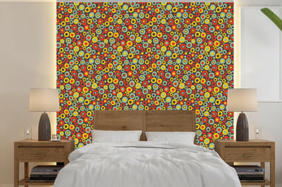 Behang - Fotobehang Patroon - Jaren 70 - Retro - Bubbel - Breedte 240 cm x hoogte 240 cm
